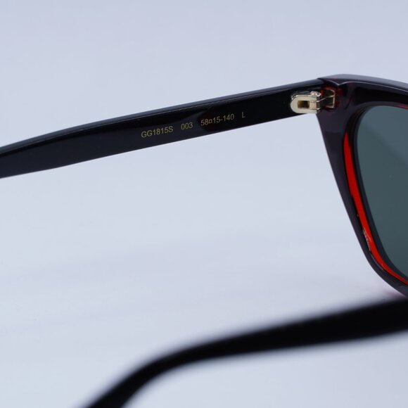 Gucci GG1815S 003 Sunglasses Shiny Black/Red Cat Eye Frame, Grey Lenses main image 4